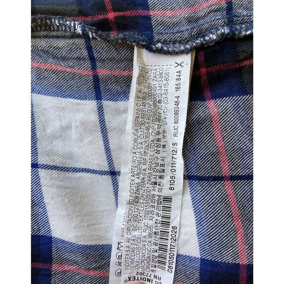 Zara Trafaluc Collection Multicolor Plaid Long‎ Sleeve Shirt Small - Picture 5 of 9